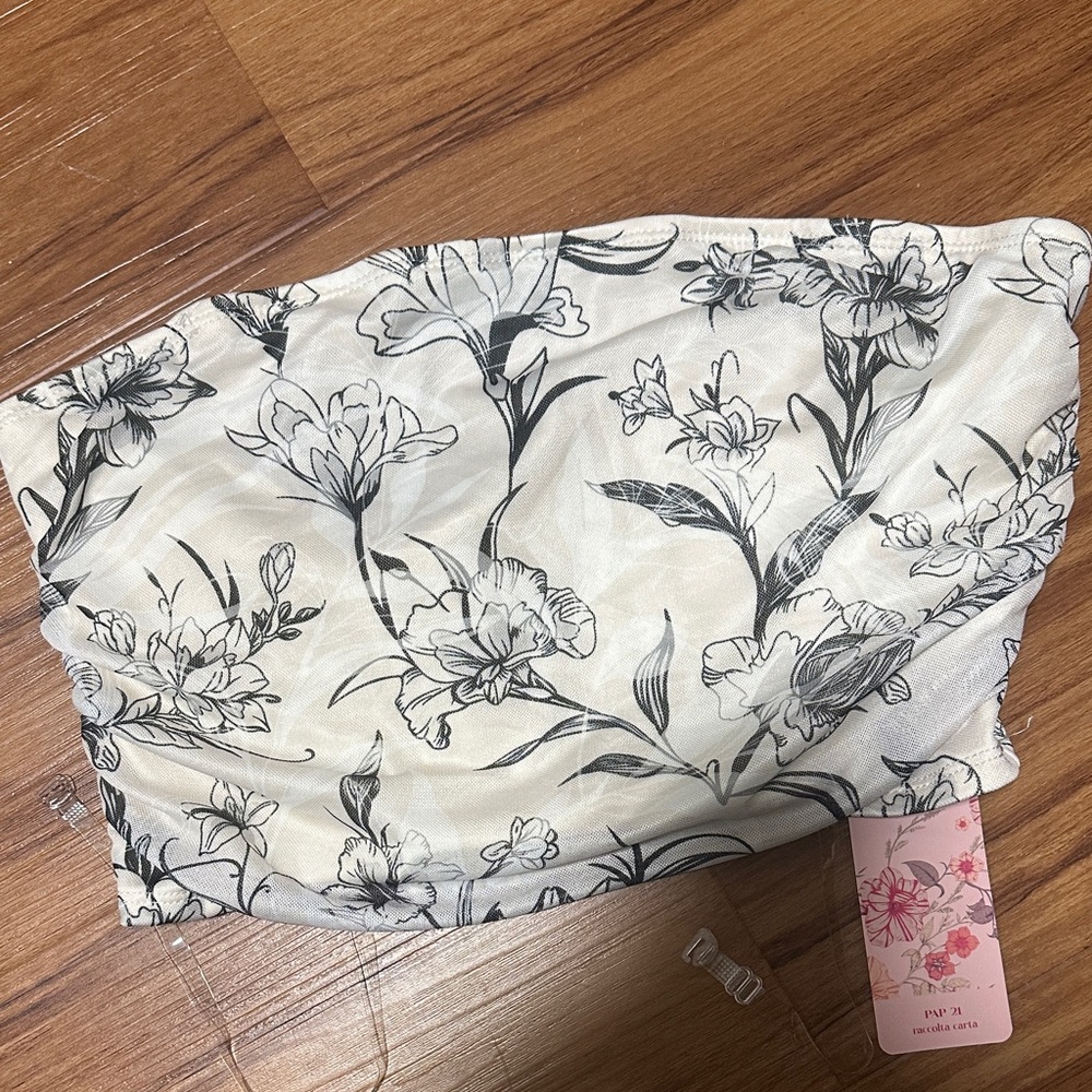 Floral Print Strapless Top